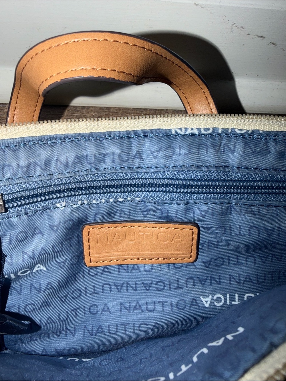 Nautica Multicolor Woven Satchel with Tan Trim - Picture 5 of 5